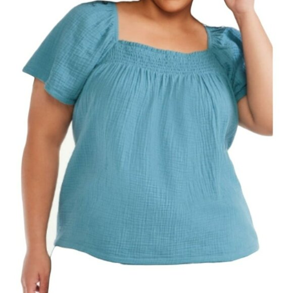 Teal Top 100% Cotton Sleep Shirt Lounge Summer Woman's 2XL JH1731 - Picture 6 of 7